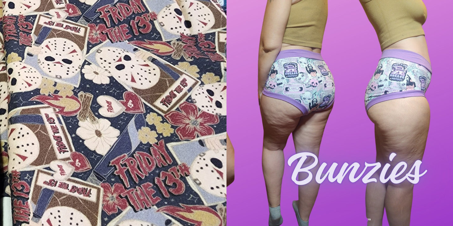 Muted Friday 13th Horror, Mask | Bunzies Underwear | Choose Briefs, Booty, or Super Booty