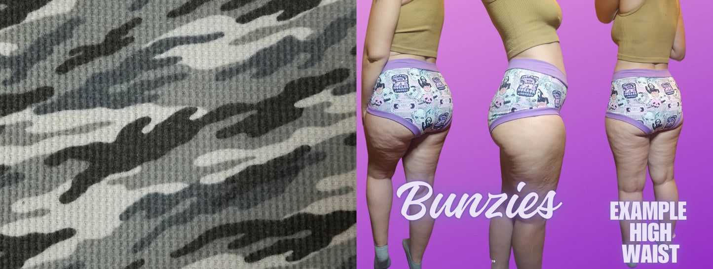 Grey Camo | Bunzies Underwear | Choose Briefs, Booty, or Super Booty