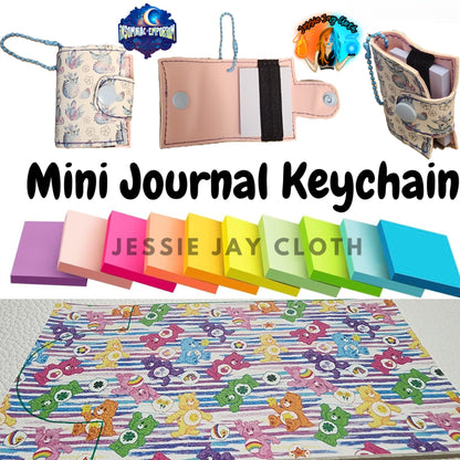 Reusable Mini Journal Keychain + Pen + Cord holder organizer + 50 sticky notes