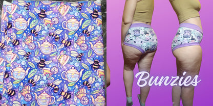 Bees & Tea Purple | Bunzies Underwear | Choose Briefs, Booty, or Super Booty