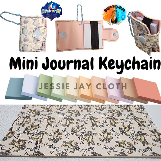 Reusable Mini Journal Keychain + Pen + Cord holder organizer + 50 sticky notes