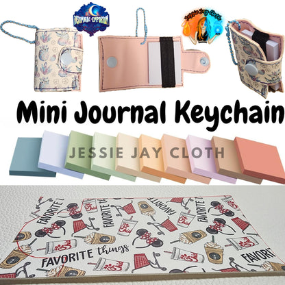 Reusable Mini Journal Keychain + Pen + Cord holder organizer + 50 sticky notes