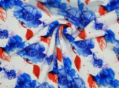 Americana Floral, Hidden Zipper Pocket | Stash Scrunchie | Red, White, Blue