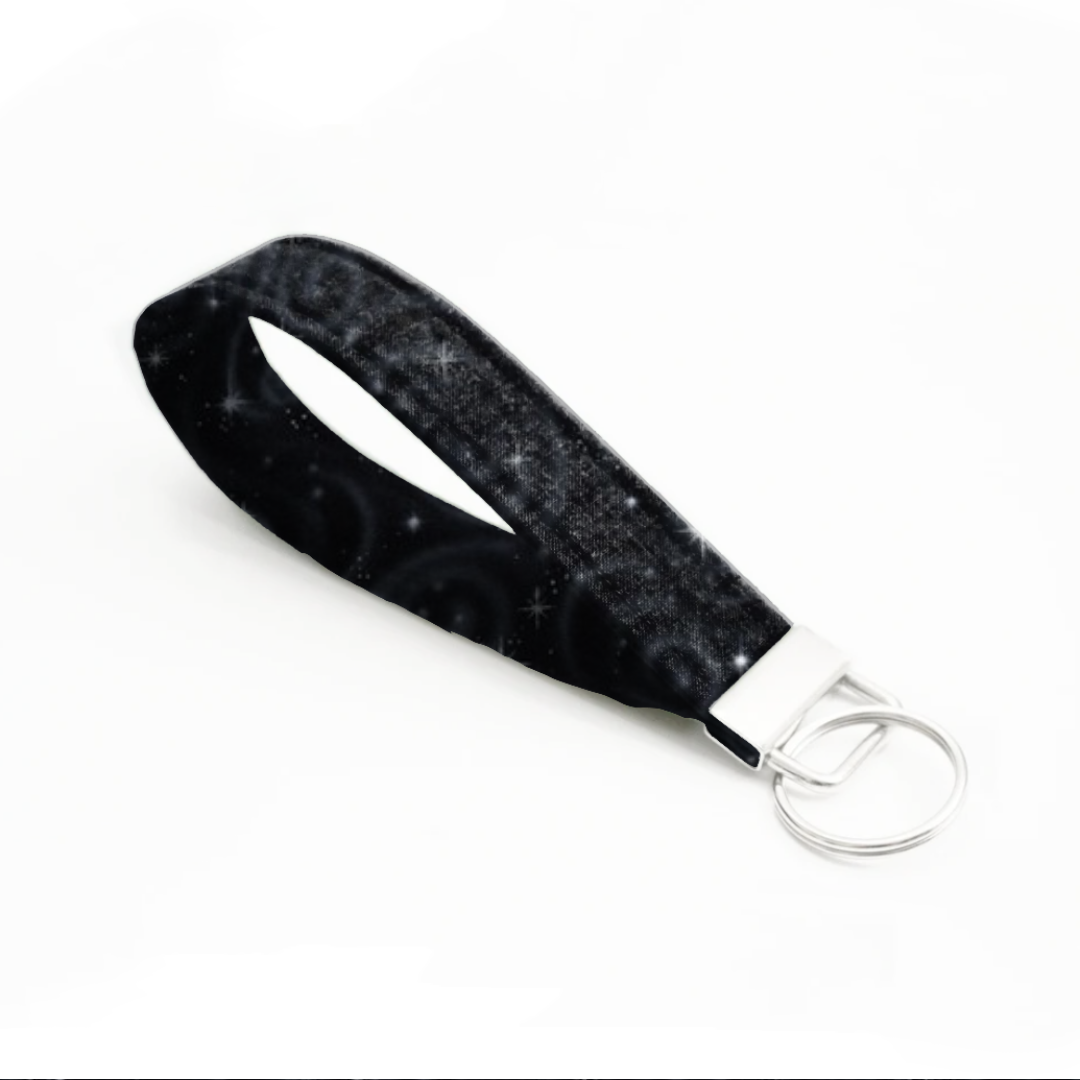 Black galaxy with stars | Wristlet Key Fob | Fabric Keychain | Great for gifts |