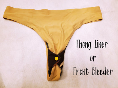 Custom Thong cloth pads | Fits regular panties & Thongs | 5.5/6/7/8/8.5/9/9.5/10/10.5 | 2.75" Snapped Width |
