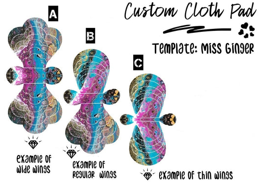 Double Flower Miss Ginger | Custom Cloth Pad | 8/9/10/11/12/13/14 | 2.75" Snapped Width