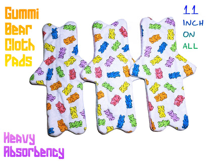 Custom Gummi Bear Cloth Pad | Only comes in 11 inch | 2.5" Snapped Width