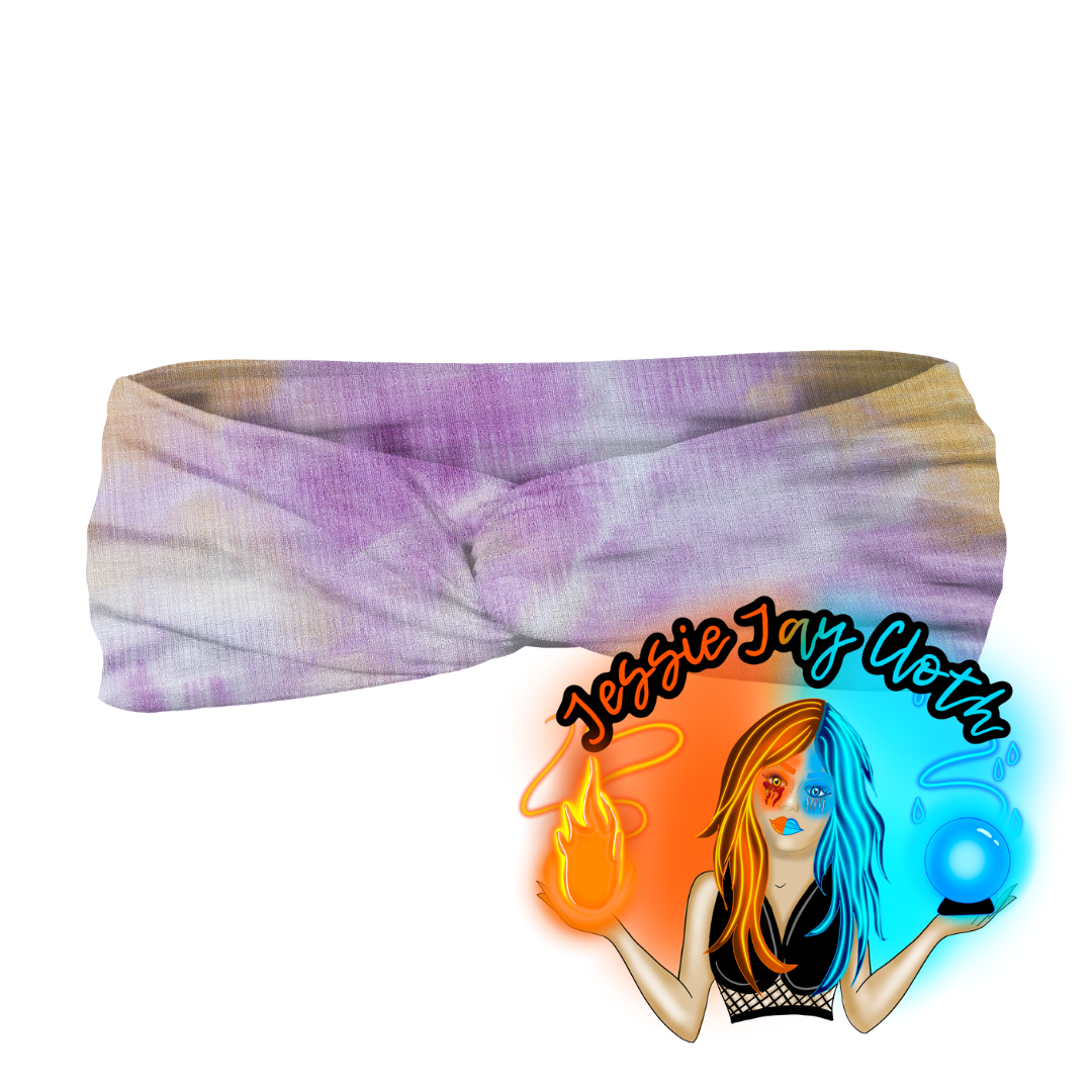 Purple Peach Blue Tie-Dye | Ribbed Pointelle | Twist Knot Head Band | Custom Turban Head Band | 4 Sizes