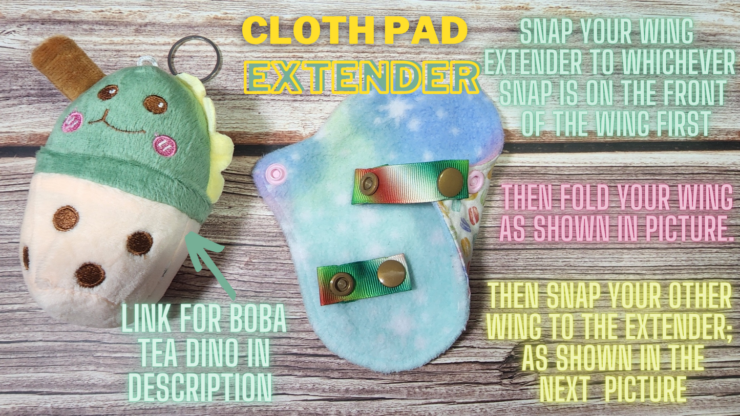 Wing Snap Extenders | Make your cloth pads wider | Choose 2 pack or 4 pack | 2 Size options | Candy Cane Colored Print