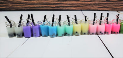 Mason Jar Boba Milk Tea Inspired Dangle/Stud Earrings OR Keychain | Tapioca Pearls | Hypoallergenic | Fruit Tea | Bubble Tea | 12 colors