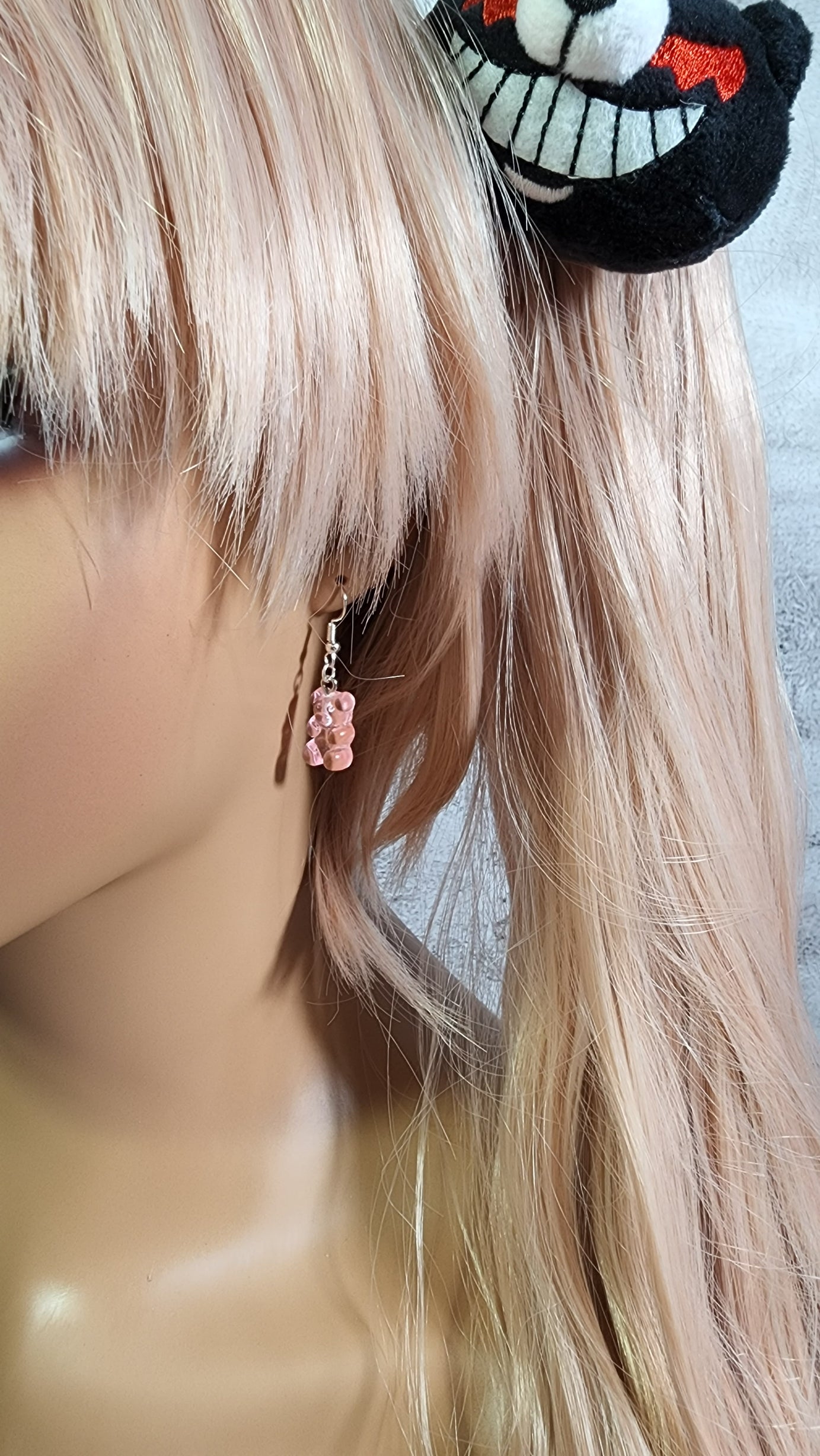 Light Pink Gummy Bear Earrings | Silver Dangles | Candy Gummie