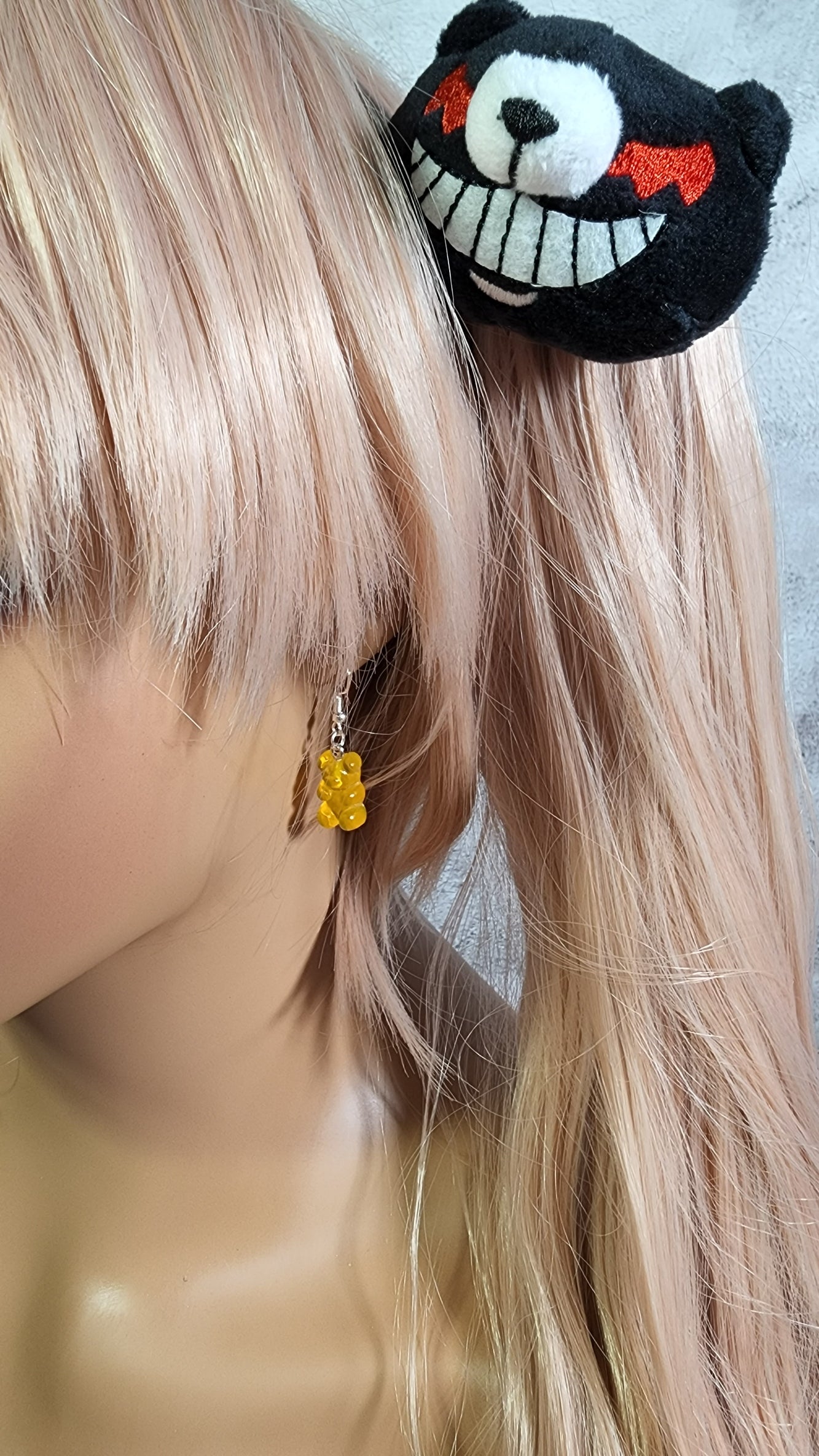 Orange Gummy Bear Earrings | Silver Dangles | Candy Gummie