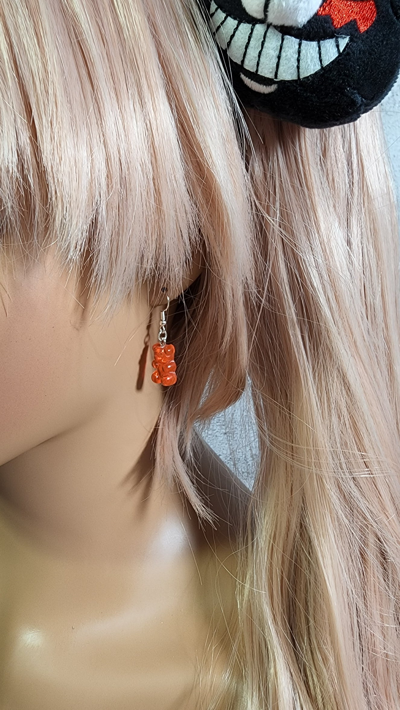 Red Gummy Bear Earrings | Silver Dangles | Candy Gummie
