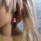 Ombre Glitter Gummy Bear Earrings | Rainbow Dangles | Pink & White