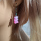 Ombre Glitter Gummy Bear Earrings | Rainbow Dangles | Glazed White & Pink