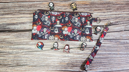 Pencil/Make Up Clutch Pouch Wristlet | Horror Print or Watermelon |