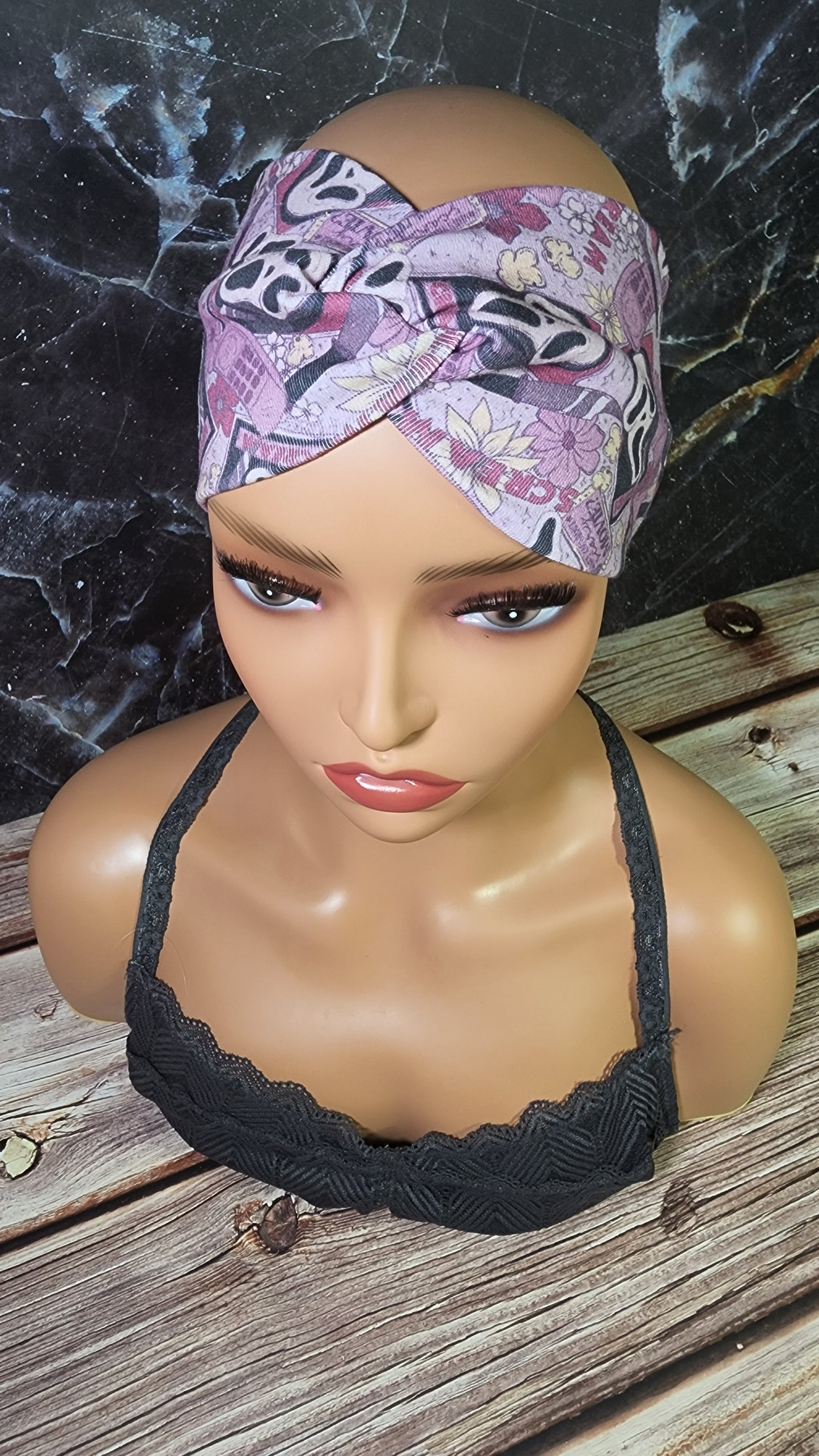 Muted Purple Ghost Face | XS 19" | RTS Cotton Lycra Head Band | Ready to ship | Horror, Scream