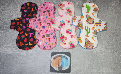 12", 14", or 16" Mega Cloth Pads | Heavy & Super Absorbency | Choose your length | 3.25" Wide Snapped Width |