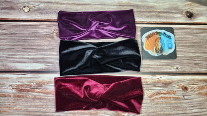 Ultra Soft & Luminous Velvet Twist Knot Head Band | Custom Turban Head Band | 4 Sizes, Great for winter | Cherry, Burgundy