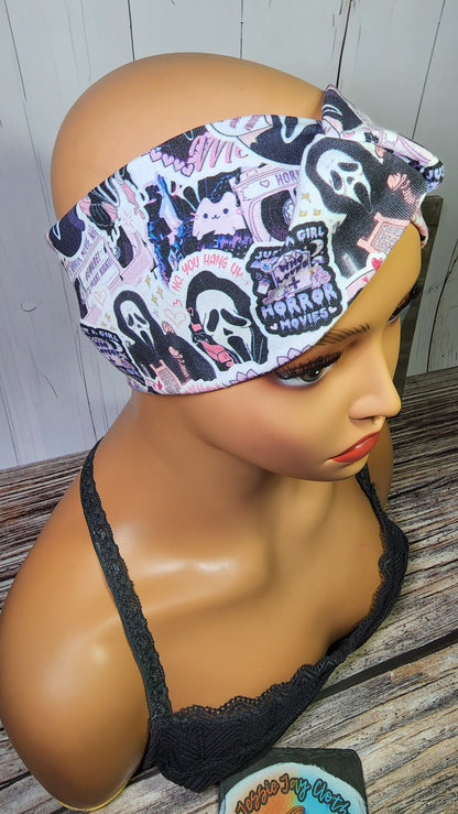 Kawaii Ghost Face | Medium 21" | RTS Cotton Lycra Head Band | Ready to ship | Scream, Pastel, Gothic, Horror