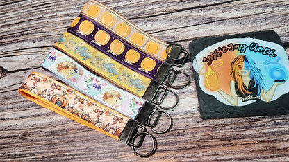 Fall, Autumn, Pumpkin, Halloween Candy Wristlet Key Fob | Ribbon/Nylon Fabric Keychain | Choose your print