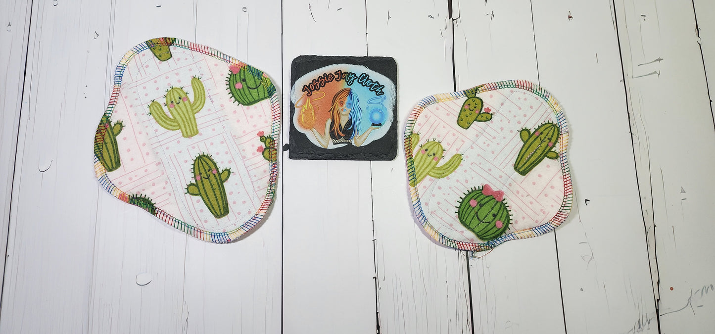 7" & 8" inch Light  |  Serged Style Cloth Pad  |  2.5" or 2.75" snapped width | Cute Cactus, Succulent
