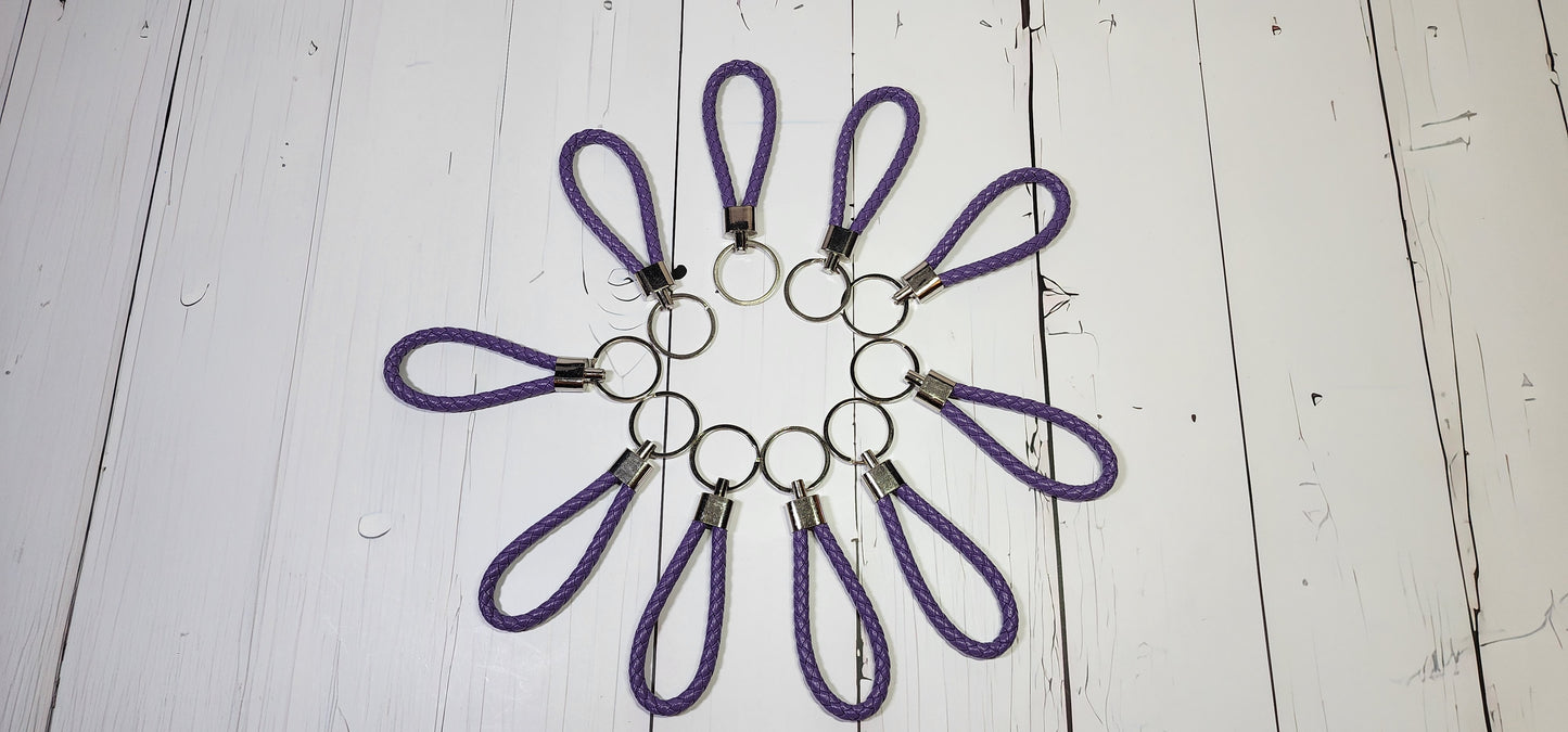 Dark Purple | Leather Braided Rope Key Chain Strap | Add on