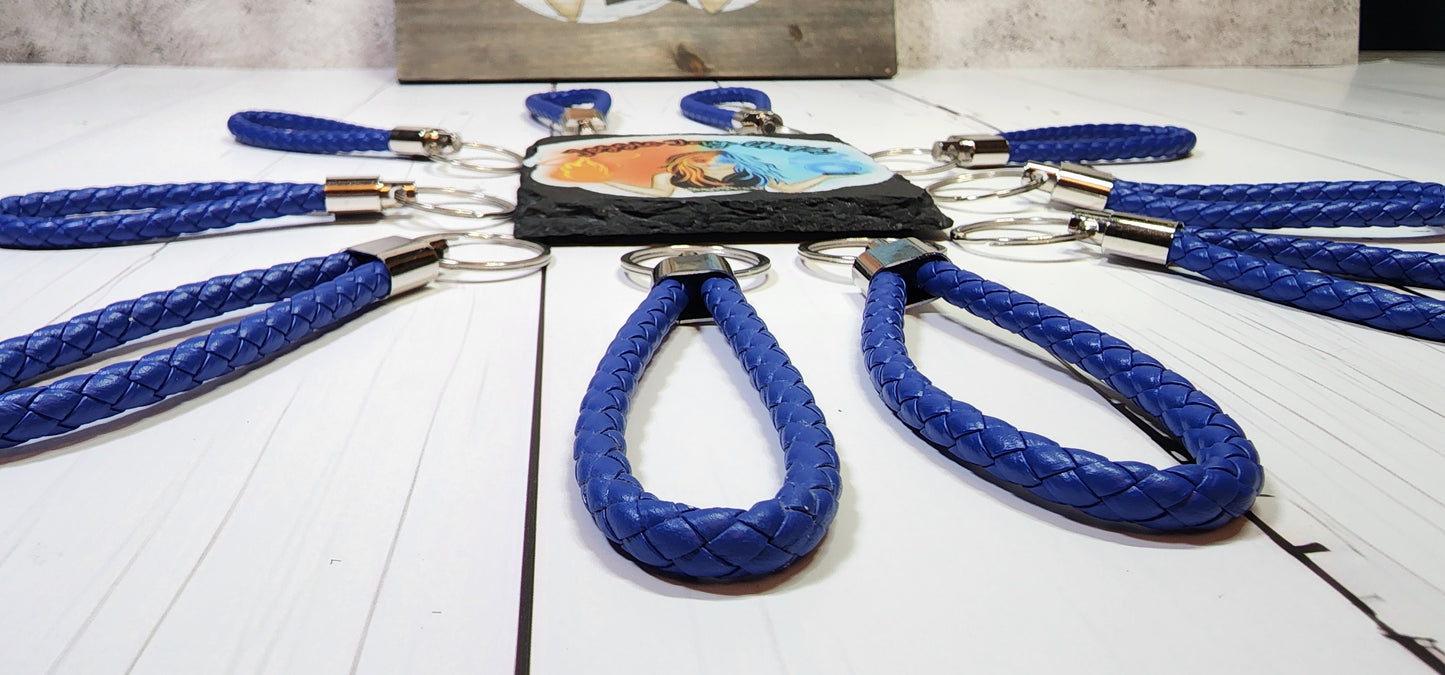Royal Blue | Leather Braided Rope Key Chain Strap | Add on
