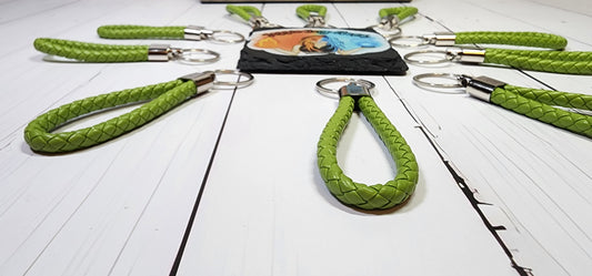 Lime Green | Leather Braided Rope Key Chain Strap | Add on