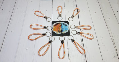 Orange & White | Leather Braided Rope Key Chain Strap | Add on