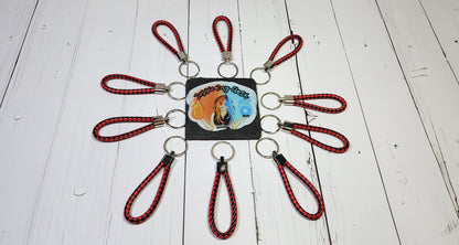 Red & Black | Leather Braided Rope Key Chain Strap | Add on