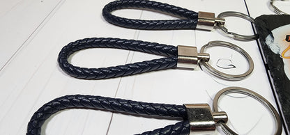 Navy, Brown, Khaki, & Dark Grey | Leather Braided Rope Key Chain Strap | Add on