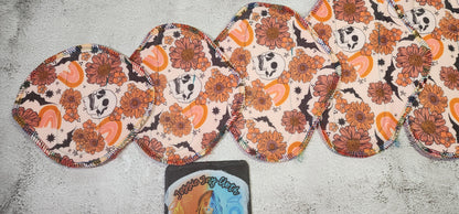6/7/8/9/10/12/14 Set or SINGLE |  Serged Style Cloth Pad  |  2.5" or 2.75" snapped width | Floral Skull, Bat, rainbow