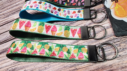 Summer, Ice cream, Popsicle, Pineapple Wristlet Key Fob | Ribbon/Nylon Fabric Keychain | Choose your print