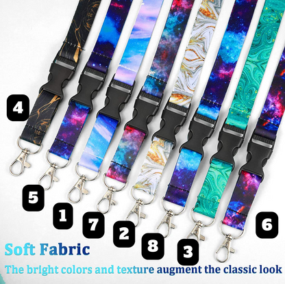Starry Galaxy Lanyard ID Strap | 8 Prints | Safe Break away clasp | Accessory | Key Chain Holder | D Ring Lobster Claw | Jessie Jay Cloth
