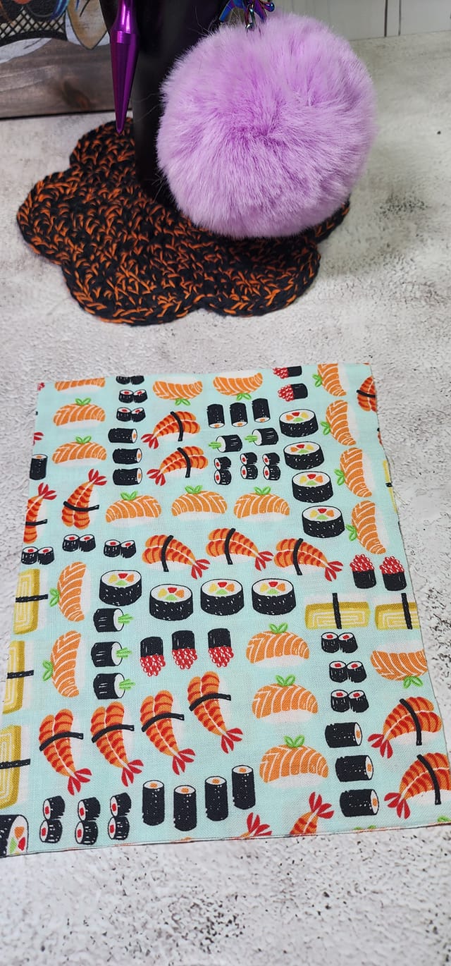Size Small | Sushi on light blue  | Semi Custom Boxy Bag | Cut out & ready to sew |