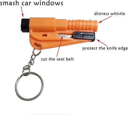 Black ONLY | Triple Self Defense | Seatbelt cutter, Window Breaker, Whistle Combo | Add on