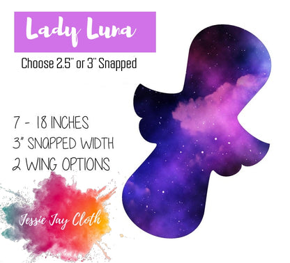 Custom Lady Luna Cloth Pad | 2.5" or 3" Snapped Width | 7-18 inches