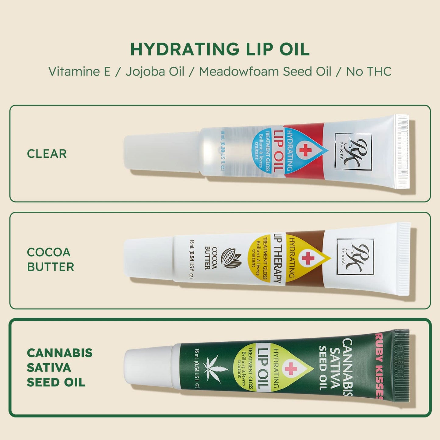 Cocoa Butter or Cannabis Sativa Seed Oil | Lip Gloss | Set of 2 or Singles | Add on