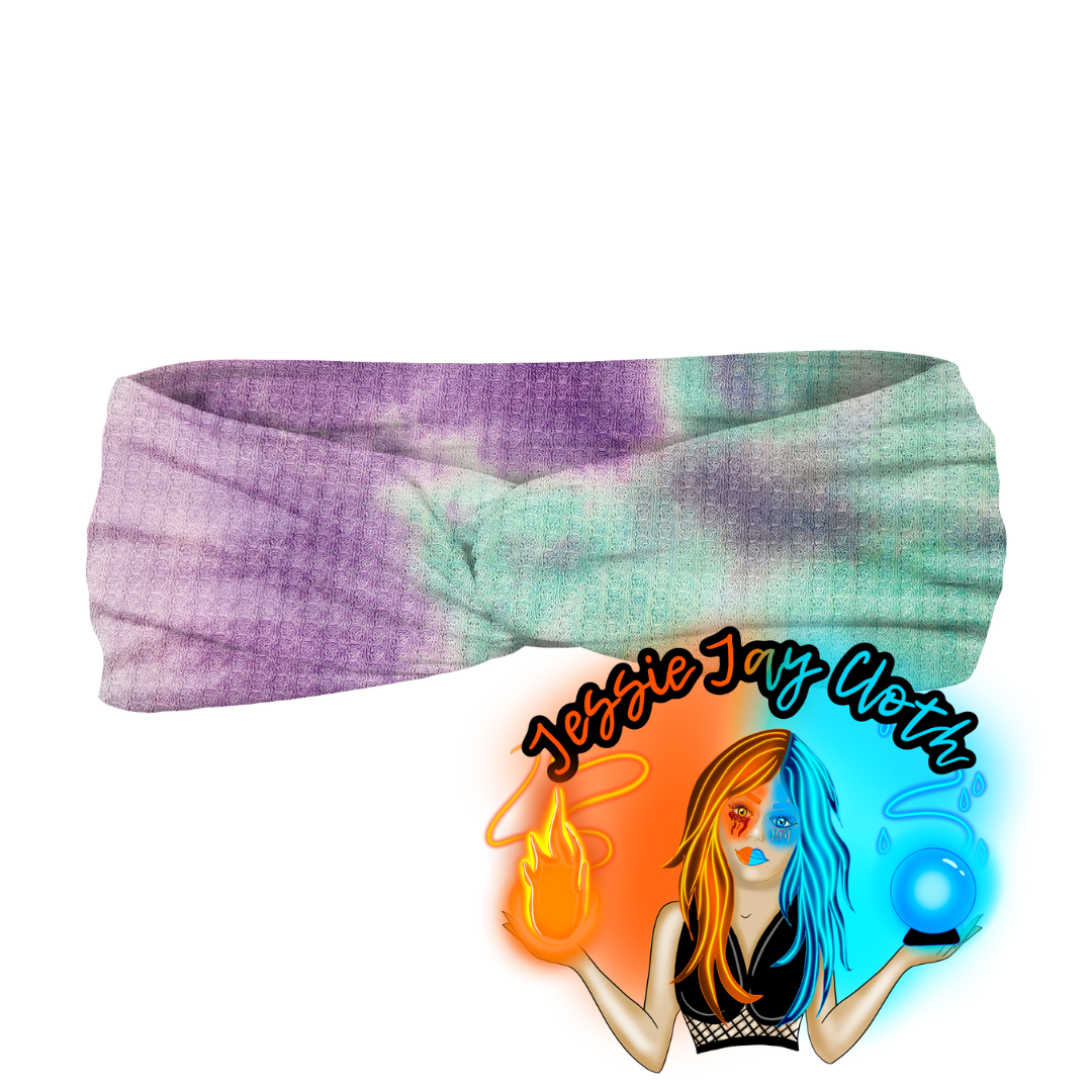 Purple Rain Tie Dye Waffle Knit | Twist Knot Head Band | Custom Turban Head Band | 4 Sizes
