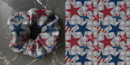 American Star Red, White, Blue | Holiday  | Custom Hair Scrunchie | Adult Size & Toddler Size | 7 Options