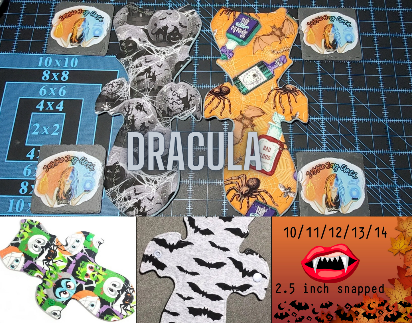 Dracula Custom Cloth Pad | 10/11/12/13/14 inch | 2.5" Snapped Width |