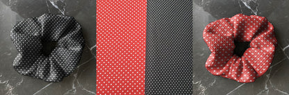 Red or Black dots  | Custom Hair Scrunchie | Adult Size & Toddler Size | 7 Options