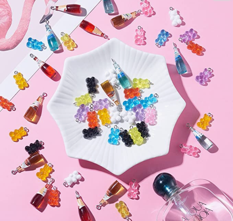 Chia Seed & Gummy Bear Inspired Dangle/Stud Earrings OR Keychain | Hypoallergenic | Candy Earrings |