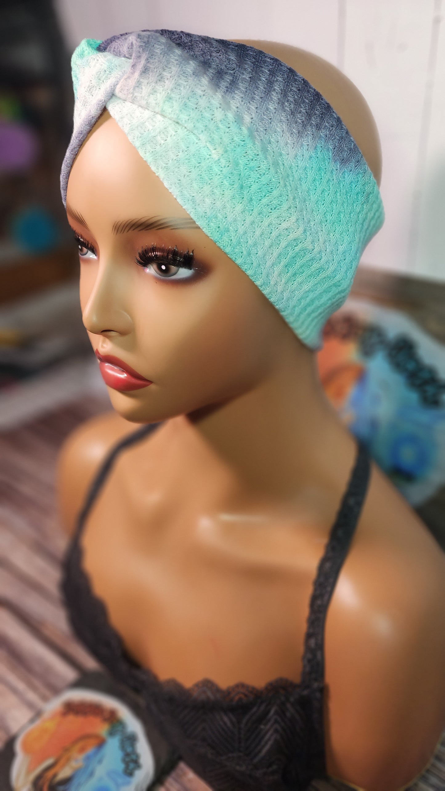 Sea Breeze B | Medium 21" | RTS Waffle Knit Head Band | Ready to ship | Mask, Knife, Blood, Friday 13th