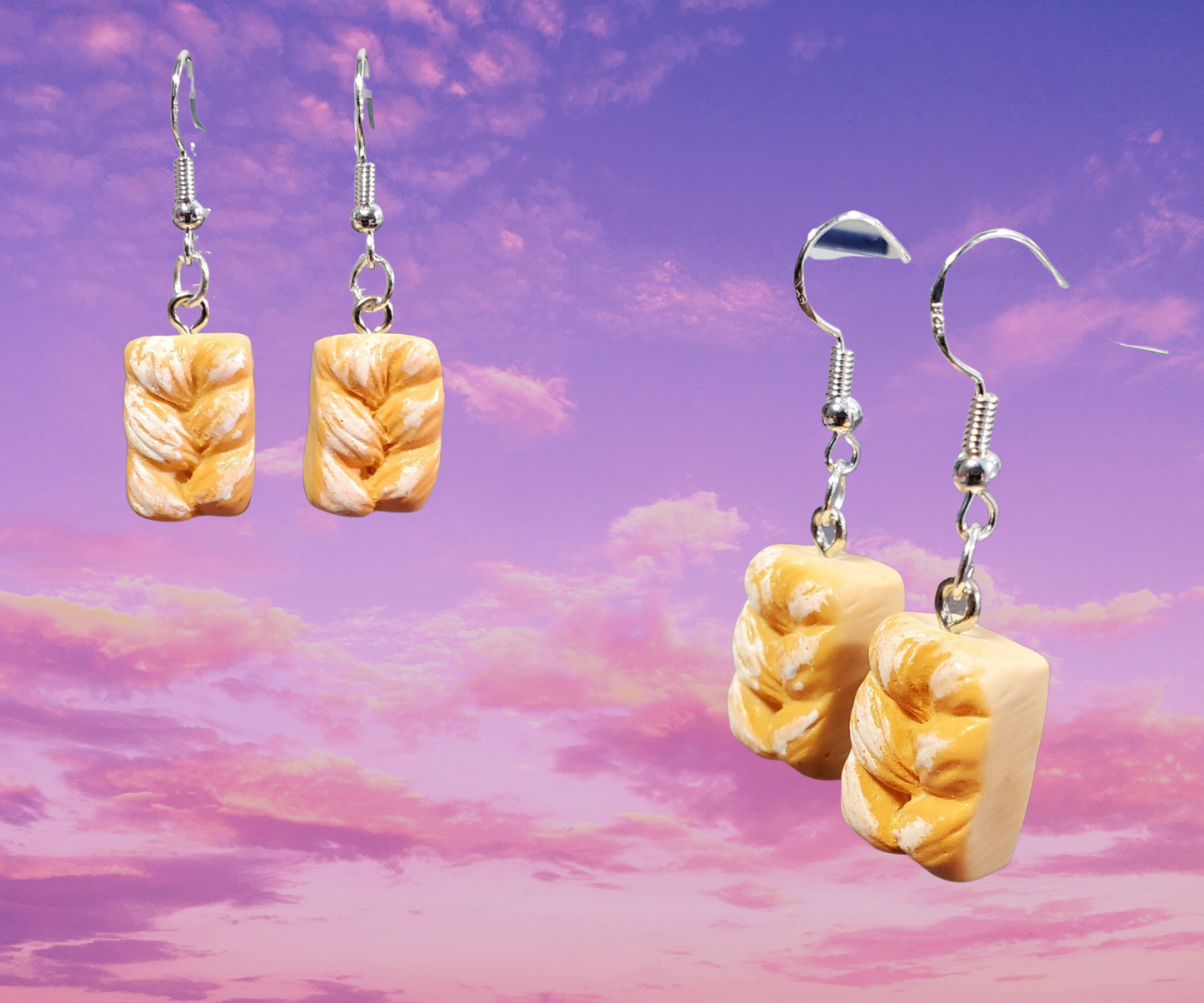 Ready to ship Rectangle bread with Icing  Earrings