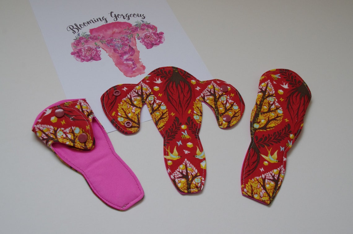 Uterus Shaped Custom Cloth Pad | 7/8/9/10/11/12/14 | 2.5" Snapped